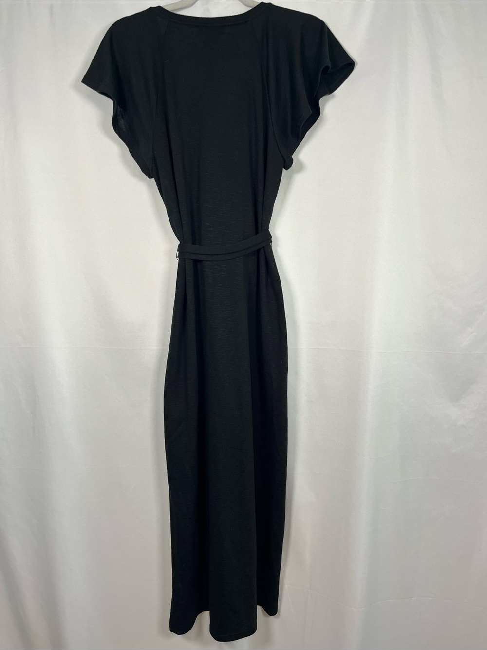 Paige blossom flutter sleeve belted light weight knit midi dress black sz m - Picture 7 of 9
